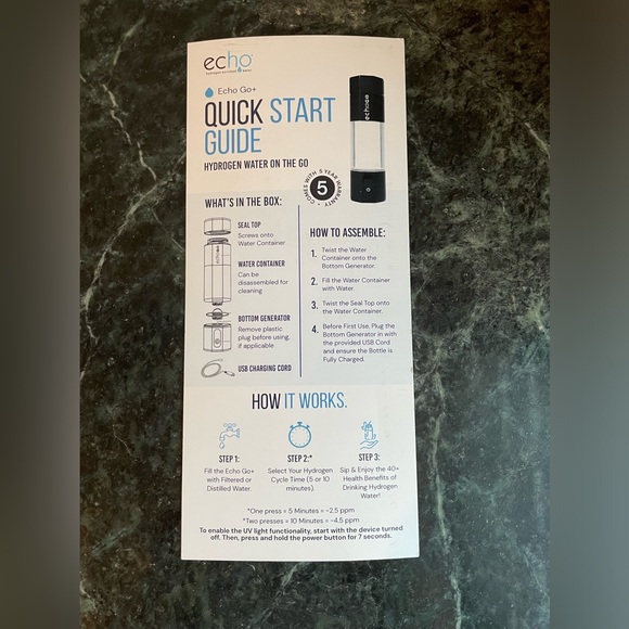 New/(Demo Item showed on my shelf) Echo Go+ Hydrogen Water Bottle - Picture 7 of 9